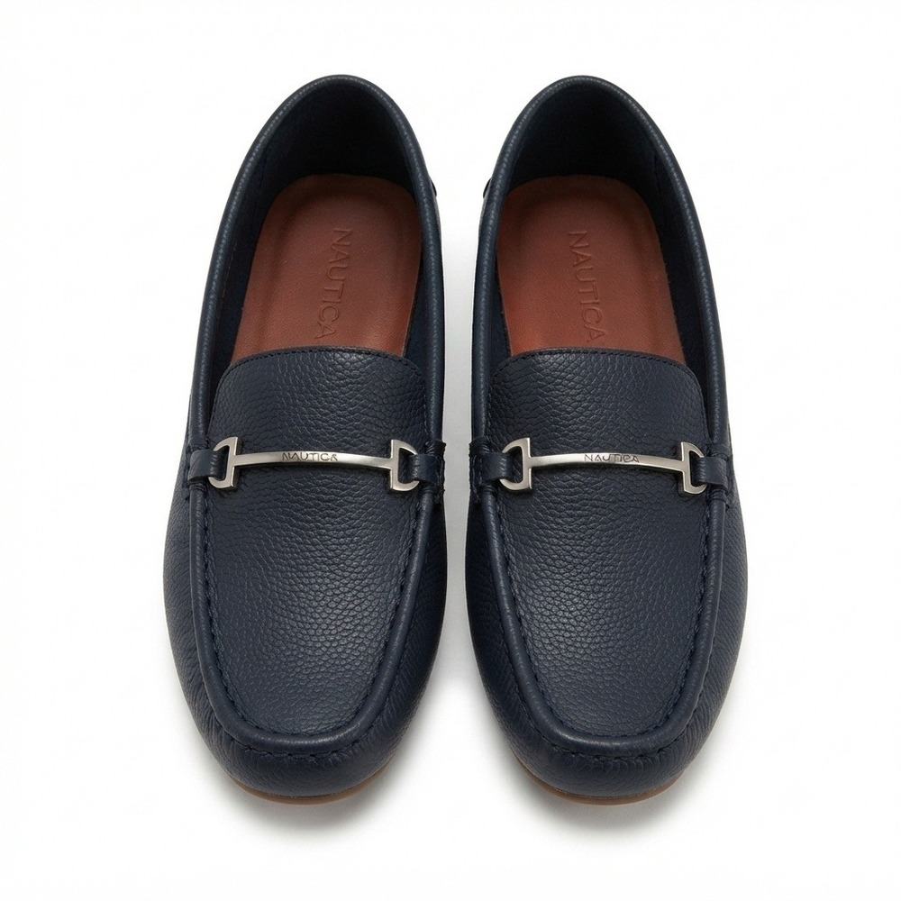 Nautica Rune Classic Navy Blue Pebbled Vegan Fisherman Loafers Womens Slip On 8W